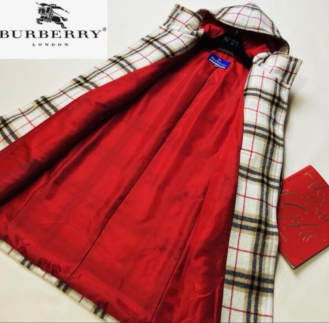 Burberry チェック柄 フード付き　ダッフルコート　ロングコート