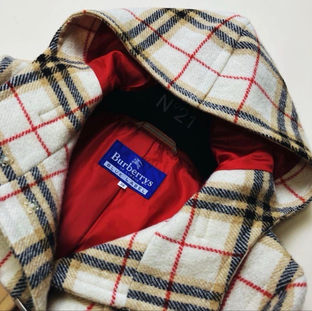 Burberry チェック柄 フード付き　ダッフルコート　ロングコート