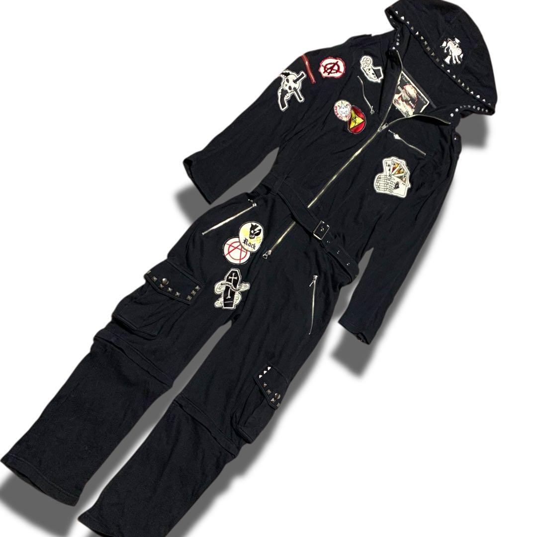 手越着用　PPFM つなぎ　オールインワン　スウェット　黒　y2k グランジ