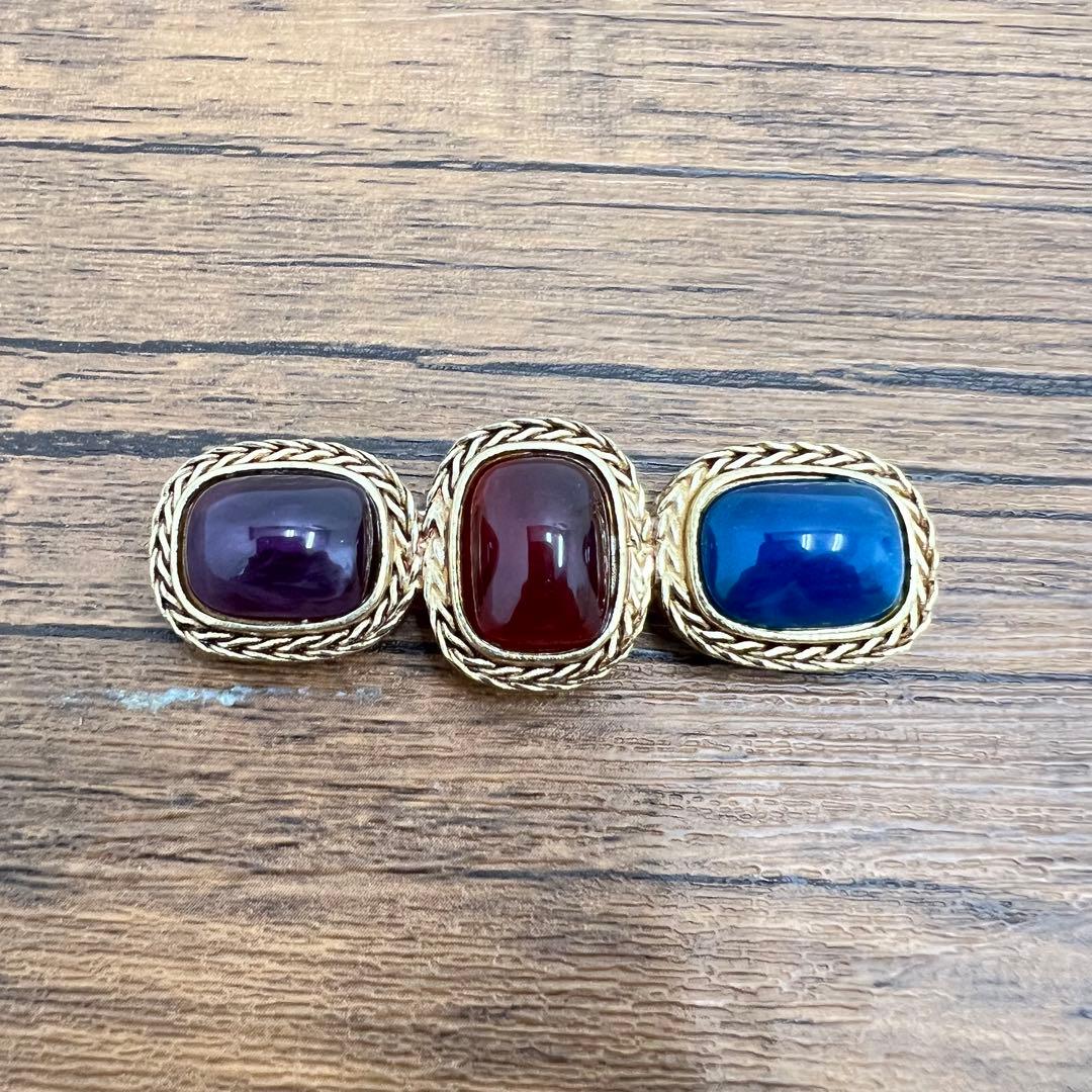 【Y】ジバンシー ブローチ ゴールド 色石 ヴィンテージ