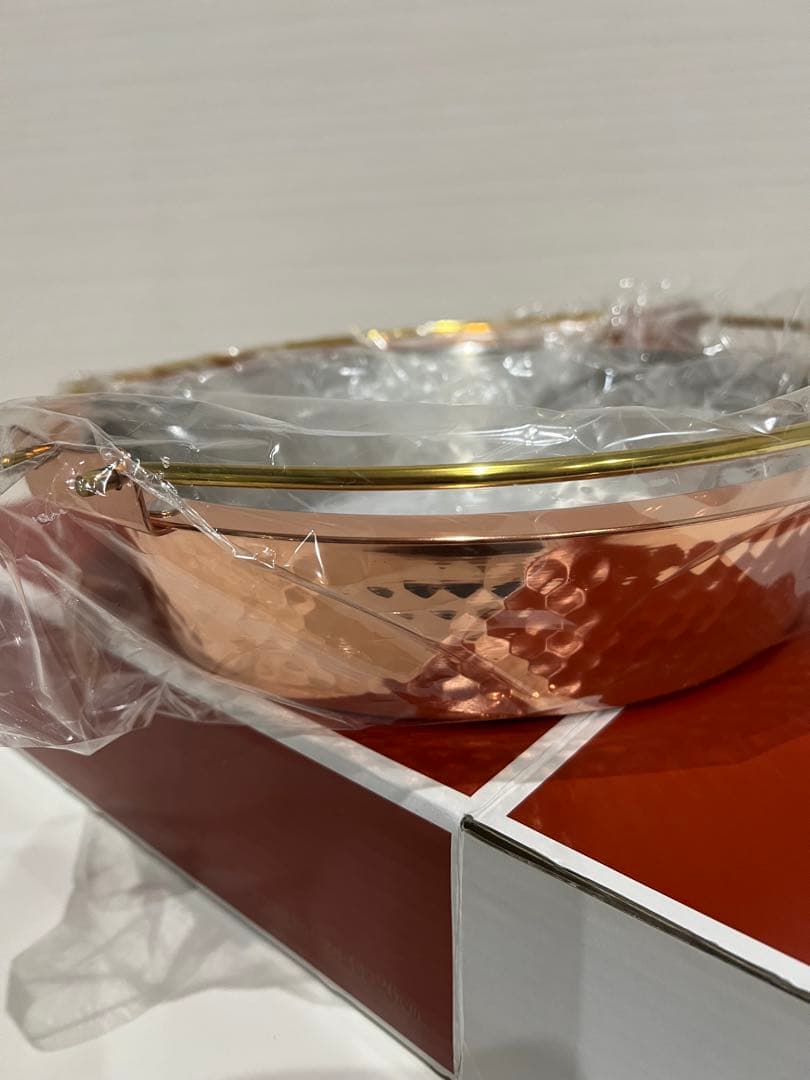 【新品 未使用】すき焼鍋(ツル付)（純銅） 26cm新光金属 新光堂 銅製品