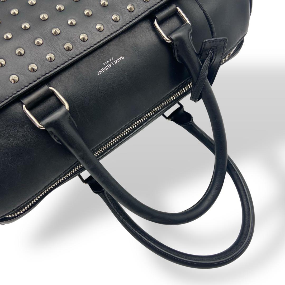 専用 サンローラン ボストンバッグ レザー ベイビーダッフル スタッズ 黒