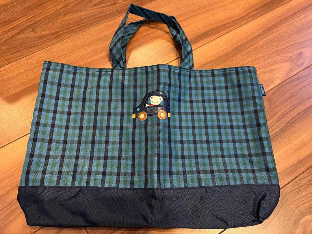 完売品　ファミリア　トートバッグ　緑チェック　美品