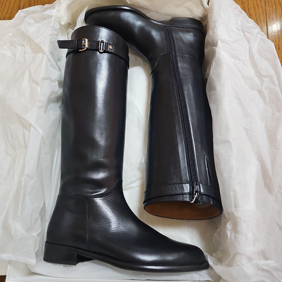 限定TOMORROWLAND　ブラックレザー ロングブーツ