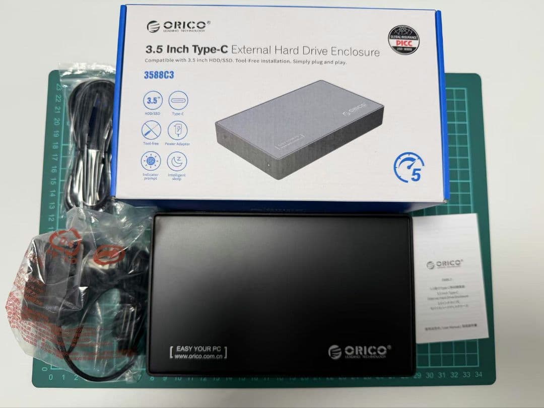 3TB ORICO 3.5インチ外付けHDD USB 3.0 typeC 録画