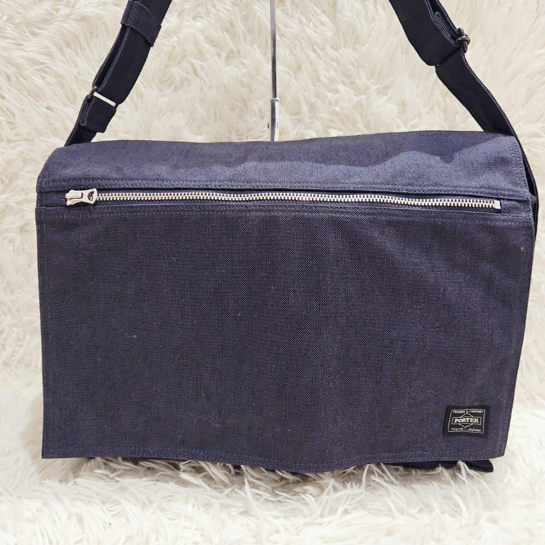 未使用級 ポータースモーキー ショルダーバッグ メッセンジャーバッグ ネイビー