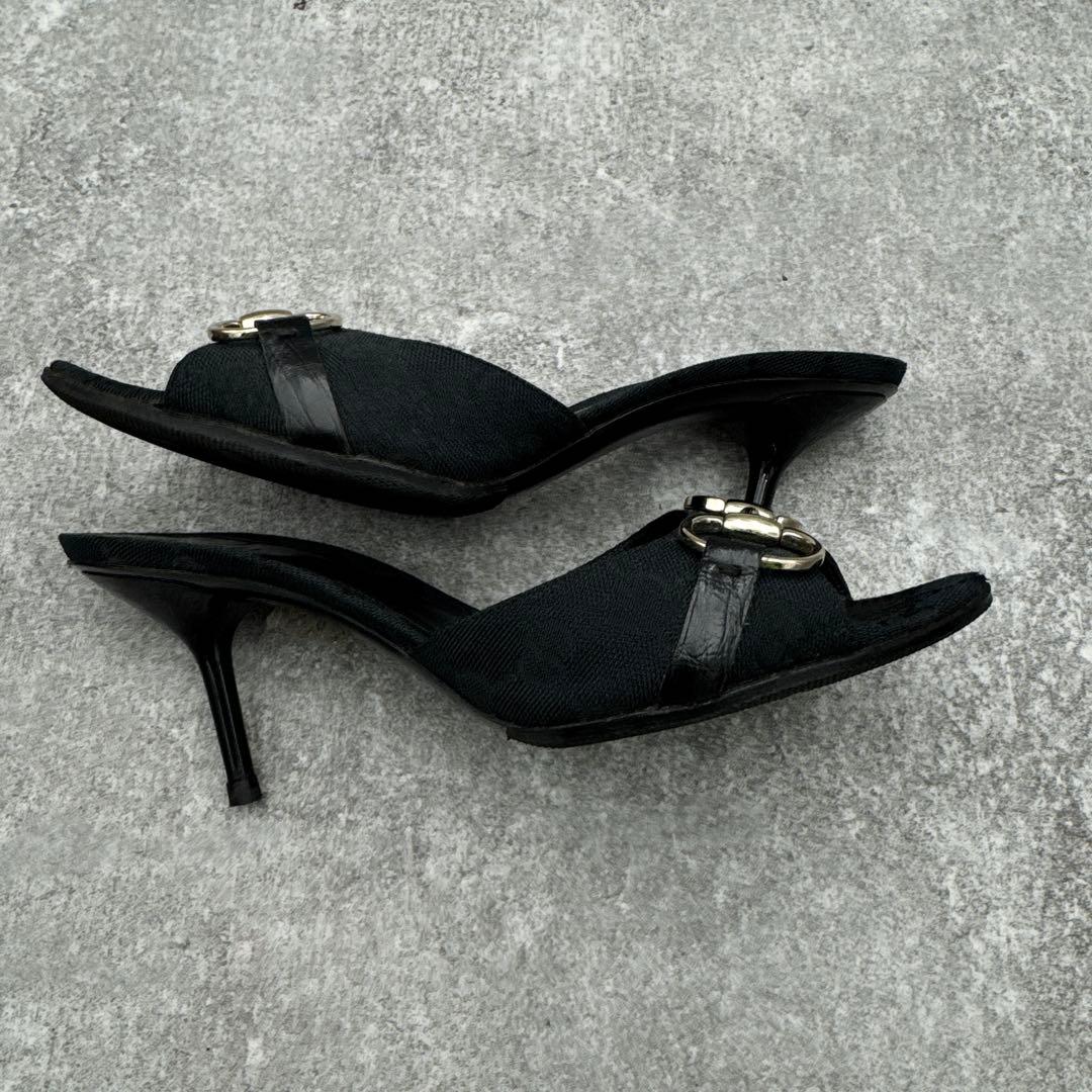 靴 Gucci GG Canvas Horsebit Mules 36C 23cm