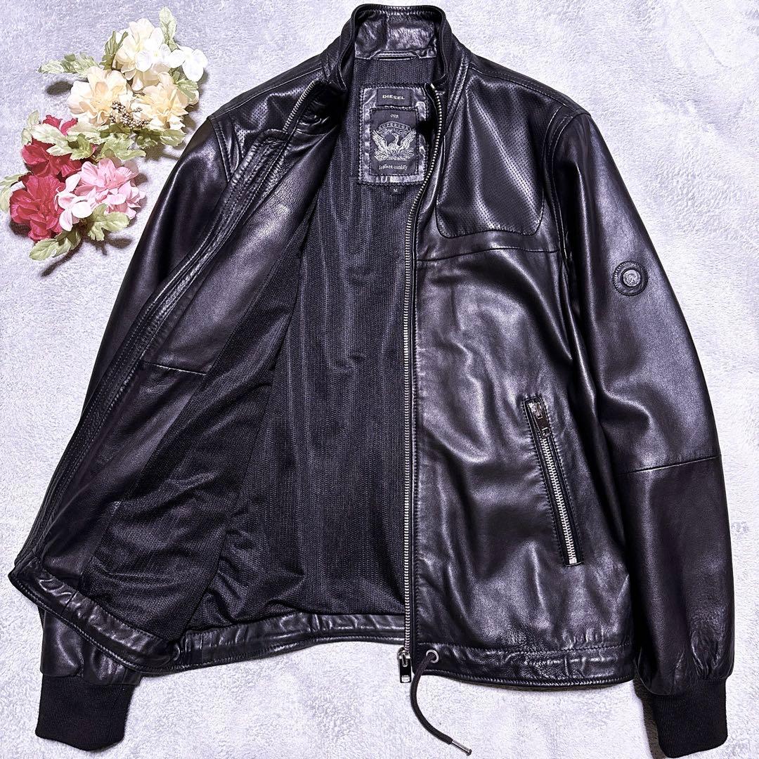 【未使用級】ディーゼル ライダース ラムレザー レザージャケット ブラック M