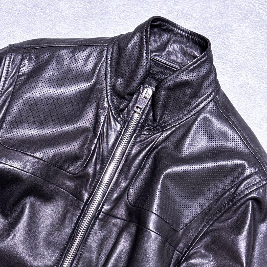 【未使用級】ディーゼル ライダース ラムレザー レザージャケット ブラック M