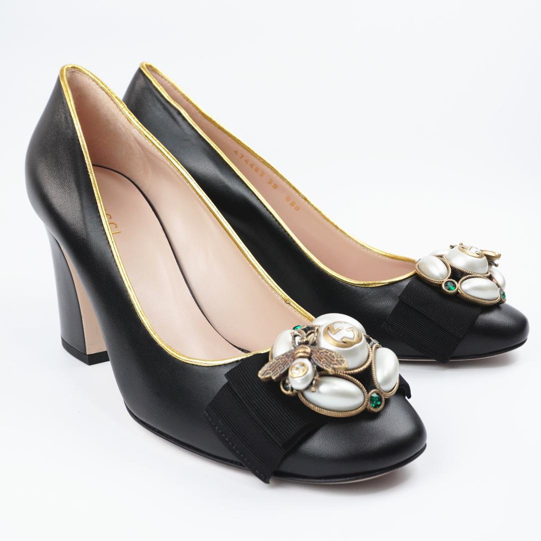 24cm レア Gucci パンプス IT38 パール BEE　新品保存品