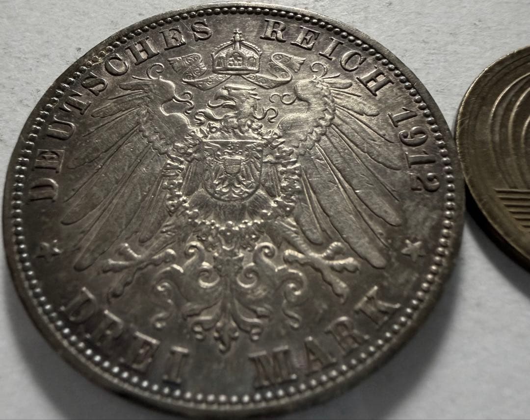 ア*ー様 1912年G. ドイツ　バーデン大公国3マルク銀貨フリードリッヒ2世