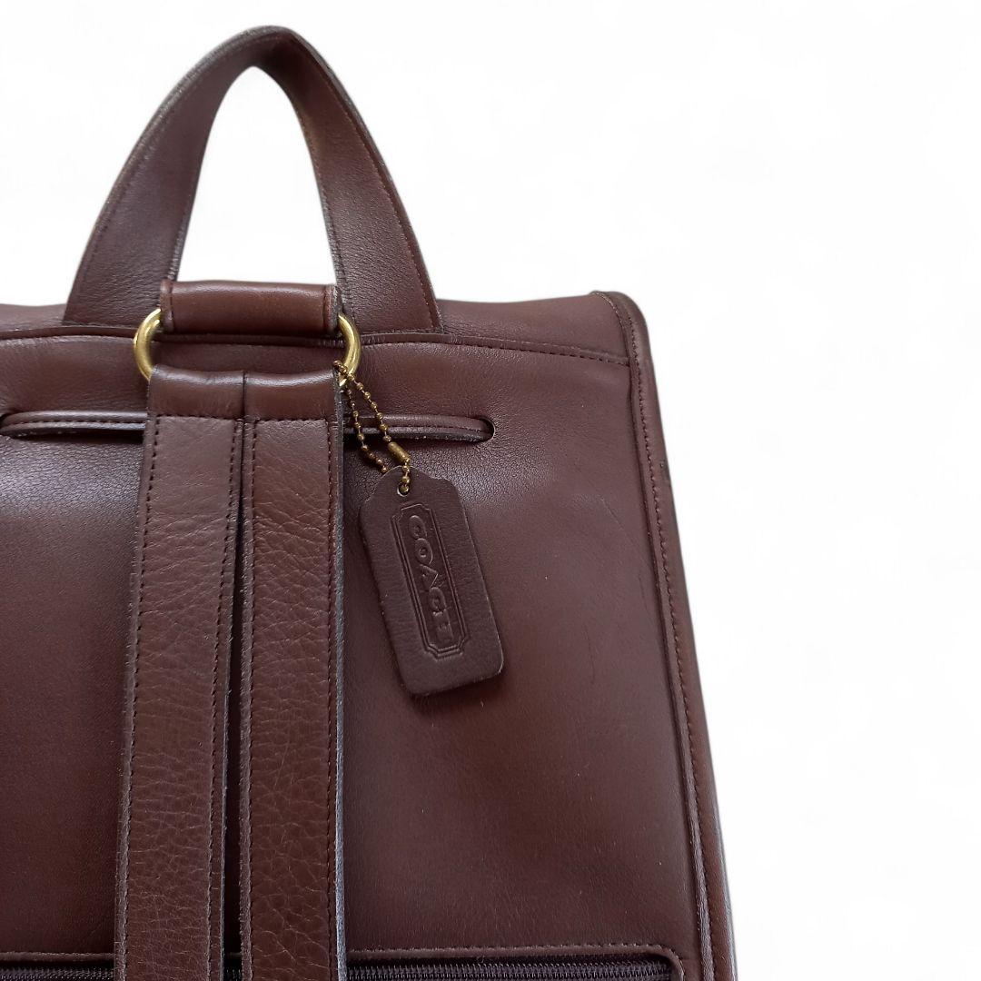 良品 90s Old COACH レザーリュック 本革 USA製 こげ茶 巾着