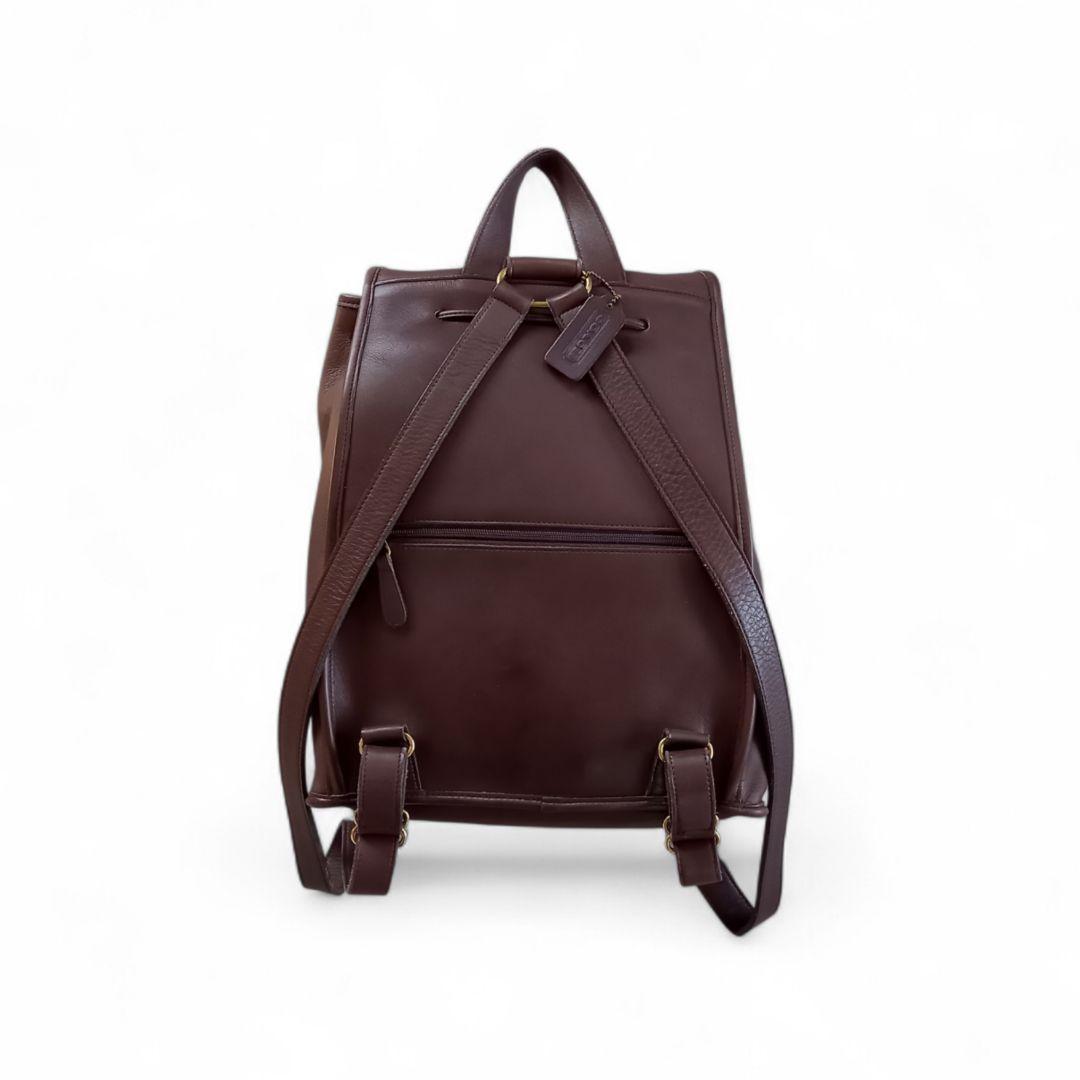 良品 90s Old COACH レザーリュック 本革 USA製 こげ茶 巾着