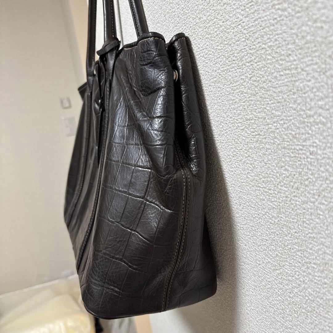 5,000円値下げ！バーニーズニューヨーク トートバッグ クロコ型押し ブラウン