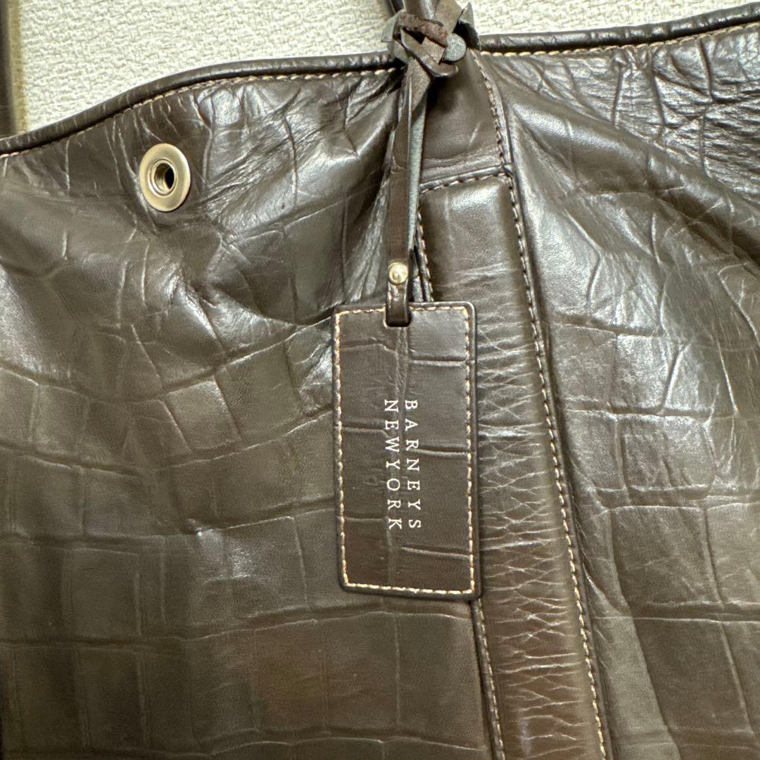 5,000円値下げ！バーニーズニューヨーク トートバッグ クロコ型押し ブラウン