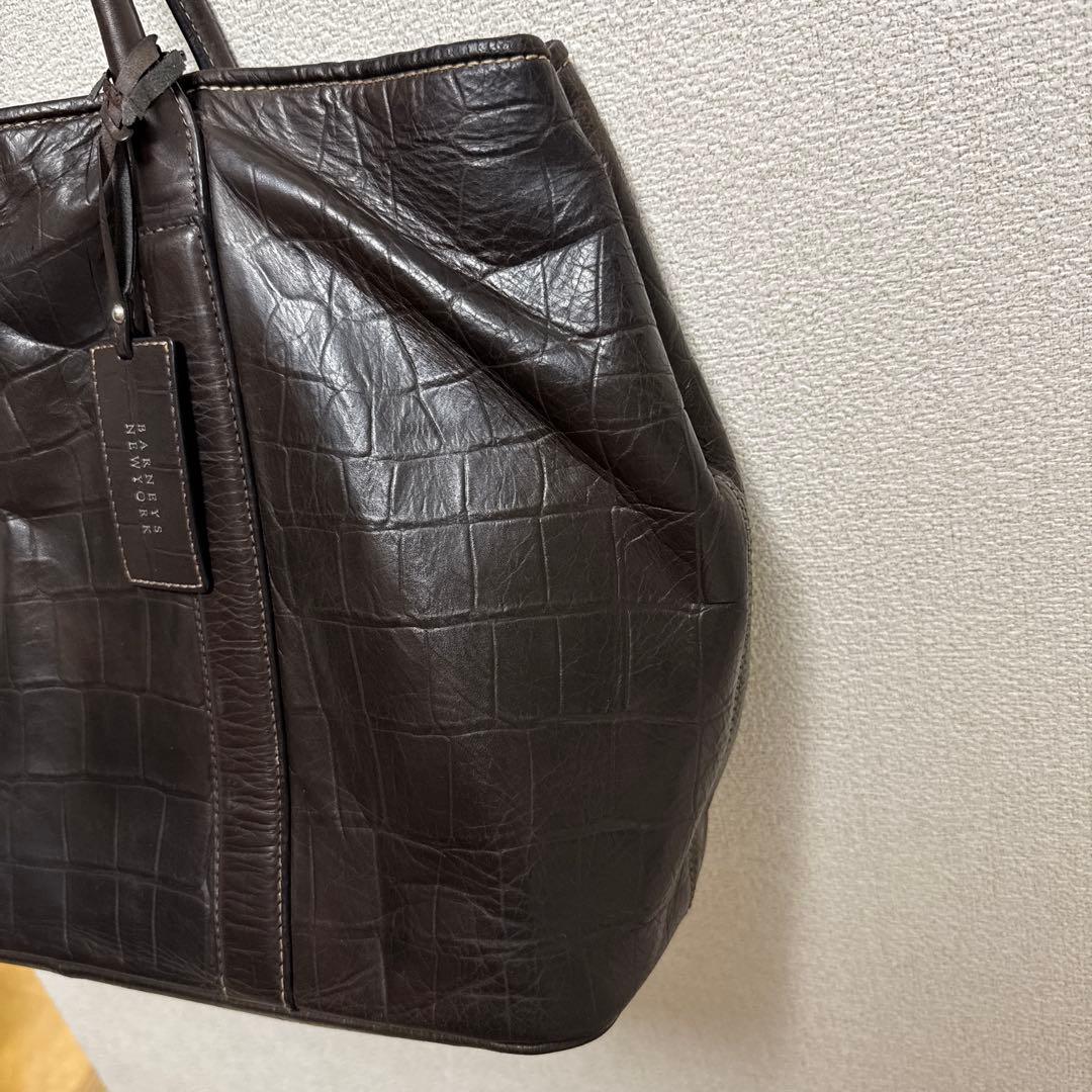 5,000円値下げ！バーニーズニューヨーク トートバッグ クロコ型押し ブラウン