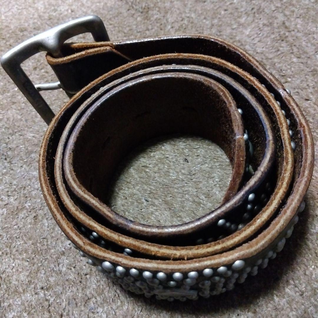 34inch HTC 茶芯 ネイティブ レザースタッズベルト ブラック