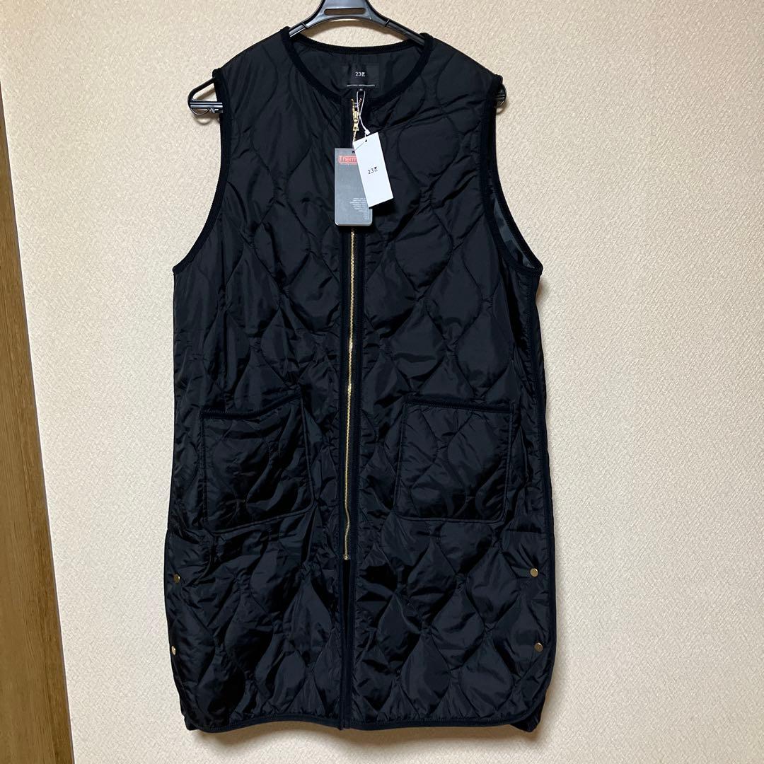 23区 大きいサイズ【撥水加工】中綿 パディング ジレ ブラック 46