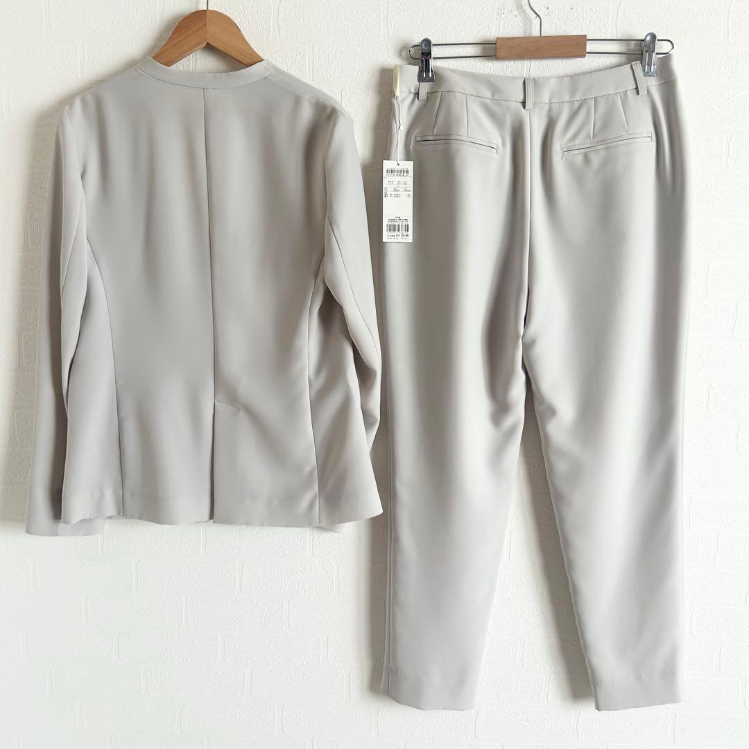 美品✨23区 パンツスーツセットアップ　ノーカラー　ライトグレー　40