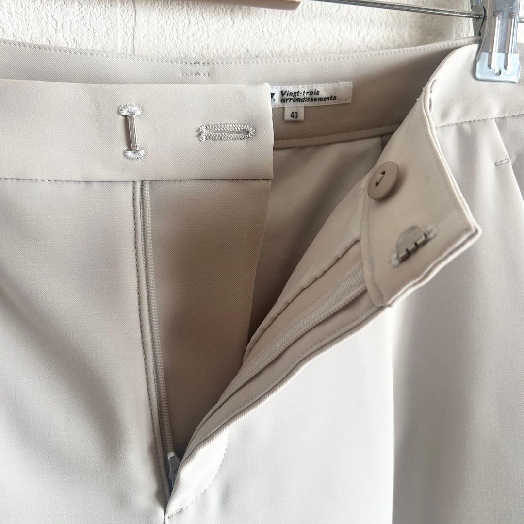 美品✨23区 パンツスーツセットアップ　ノーカラー　ライトグレー　40