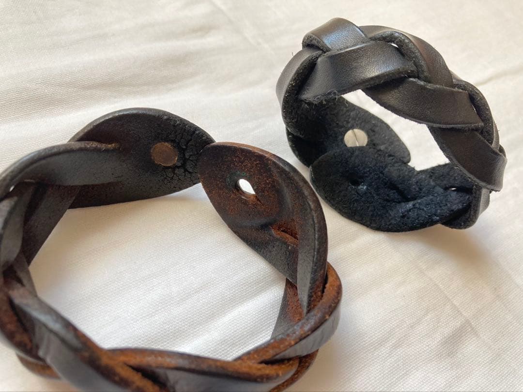 マルジェラ10 11　レザー編み込みブレスレット 初期