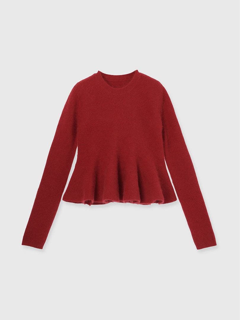 anuans ペプラムショートニットトップス　レッド　size 1