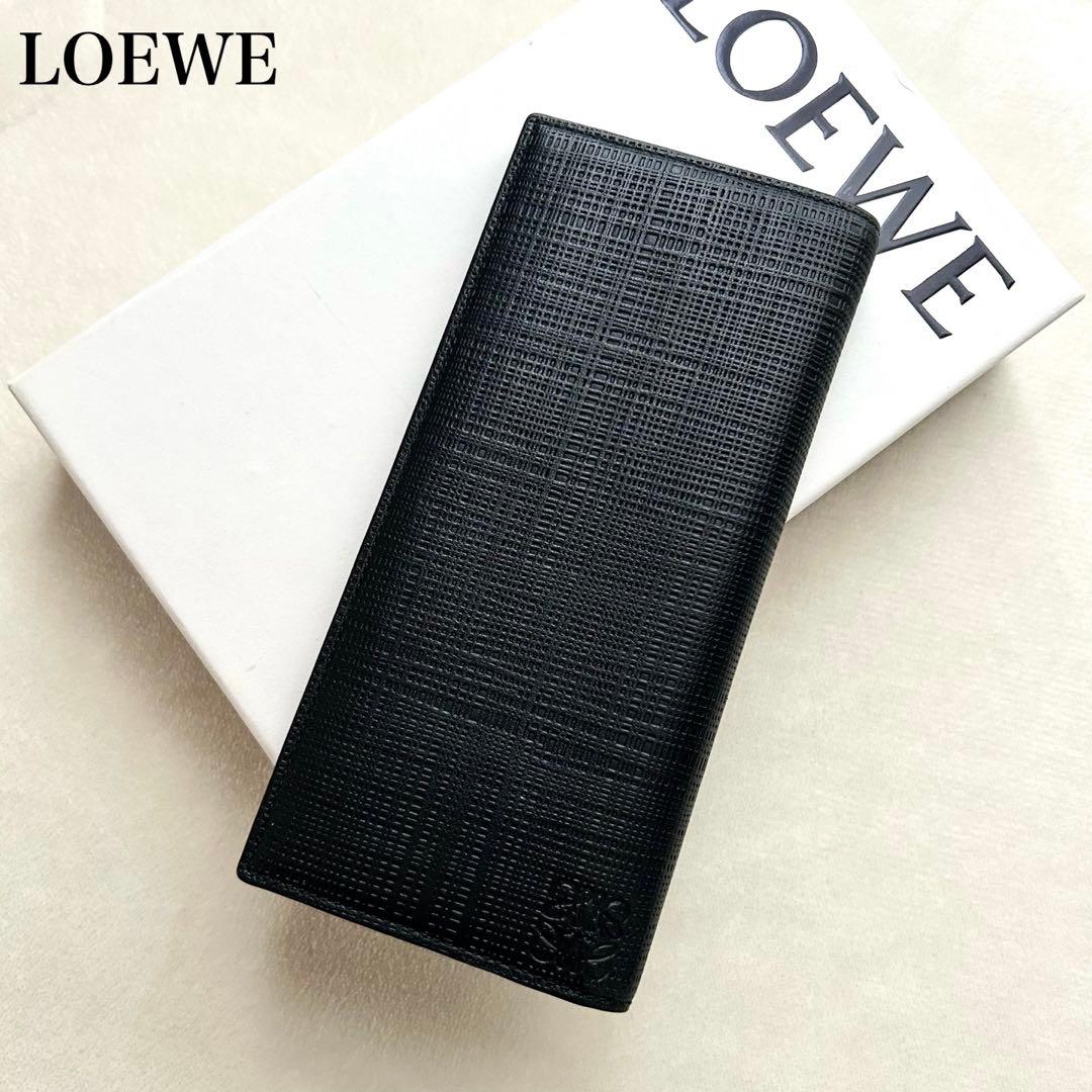 美品 LOEWE ロエベ 長財布 アナグラム 二つ折り財布 黒
