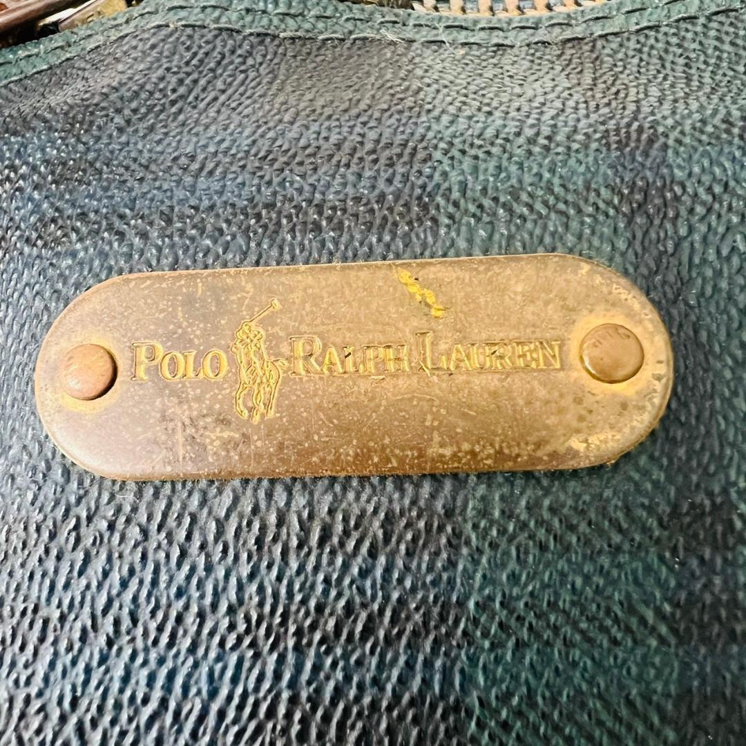 【良品】POLO RALPH LAUREN ボストンバッグ 大容量 チェック 緑