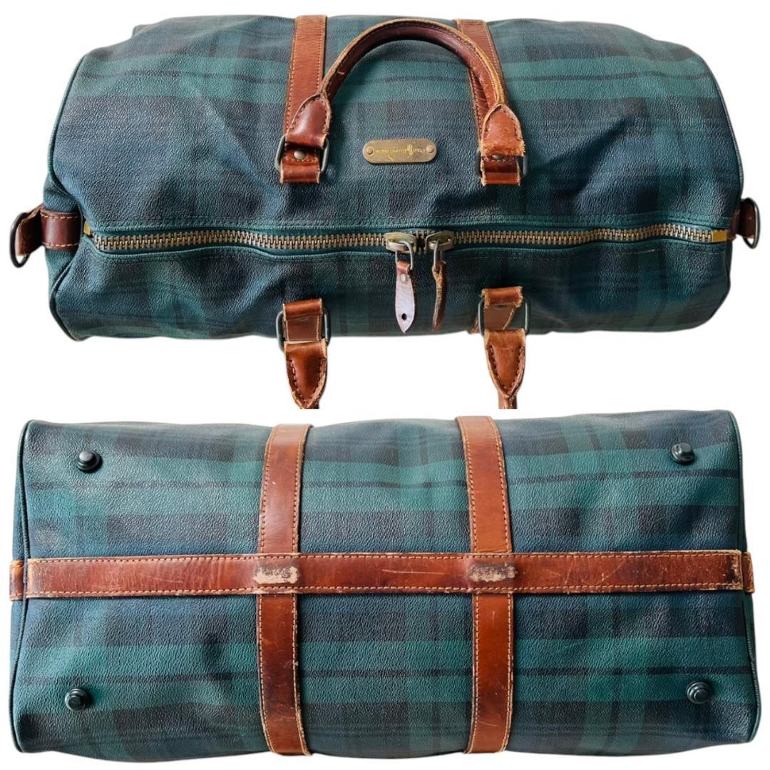 【良品】POLO RALPH LAUREN ボストンバッグ 大容量 チェック 緑