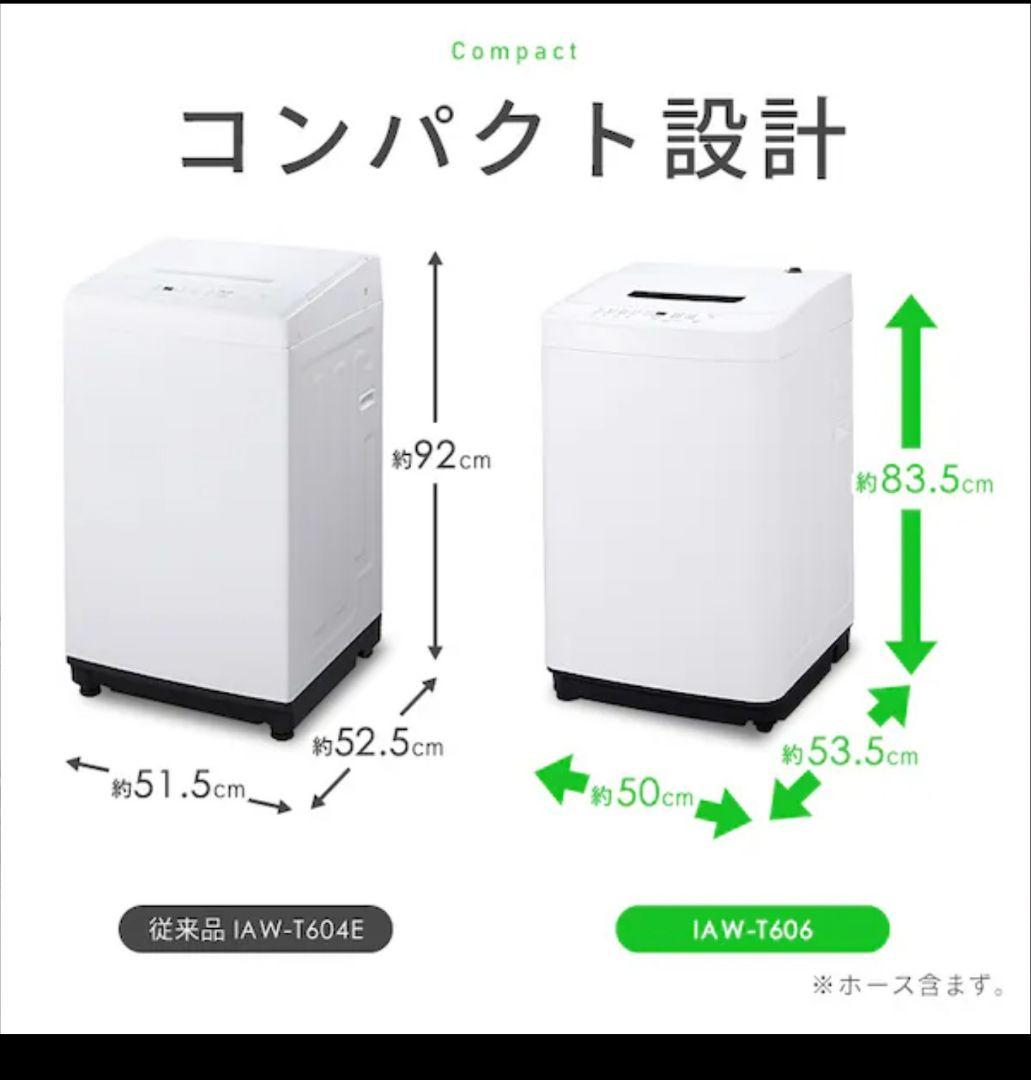 25年製 IRIS OHYAMA 6kg 全自動洗濯機 IAW-T606