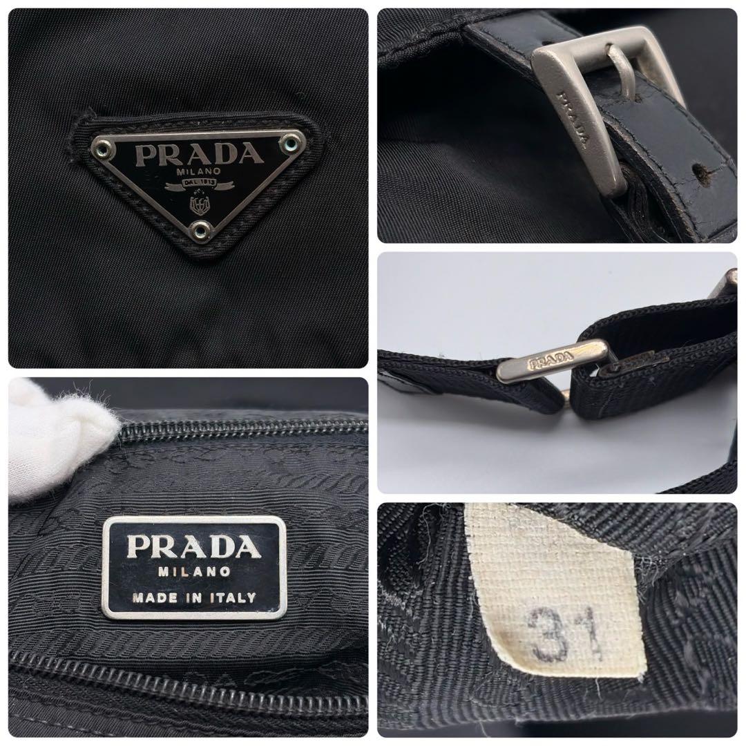 プラダ ショルダーバッグ メッセンジャーバッグ ブラック 白タグ 三角ロゴ