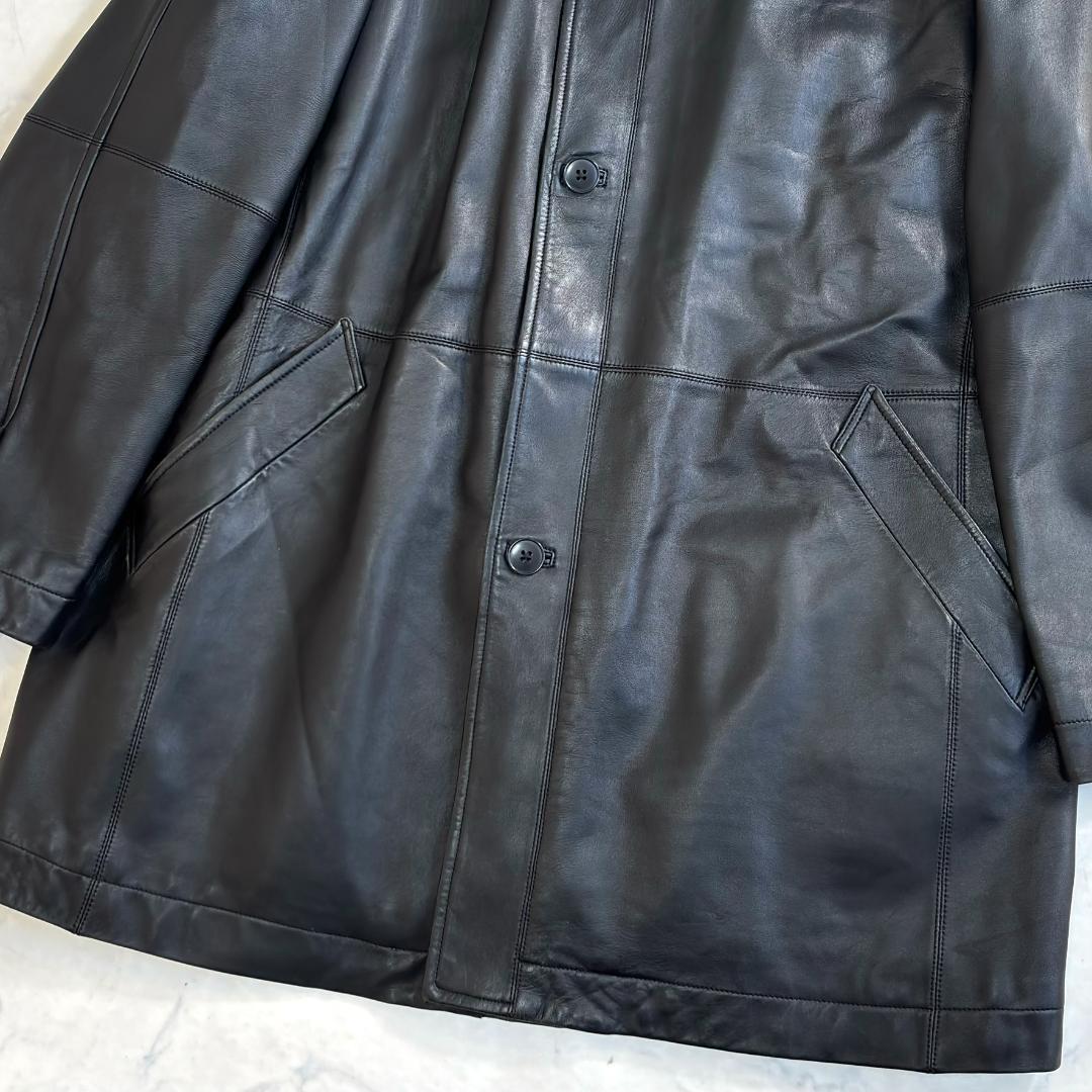 ダーバン 羊革 ラムレザー ステンカラーコート レザーコート 黒 XL tv3