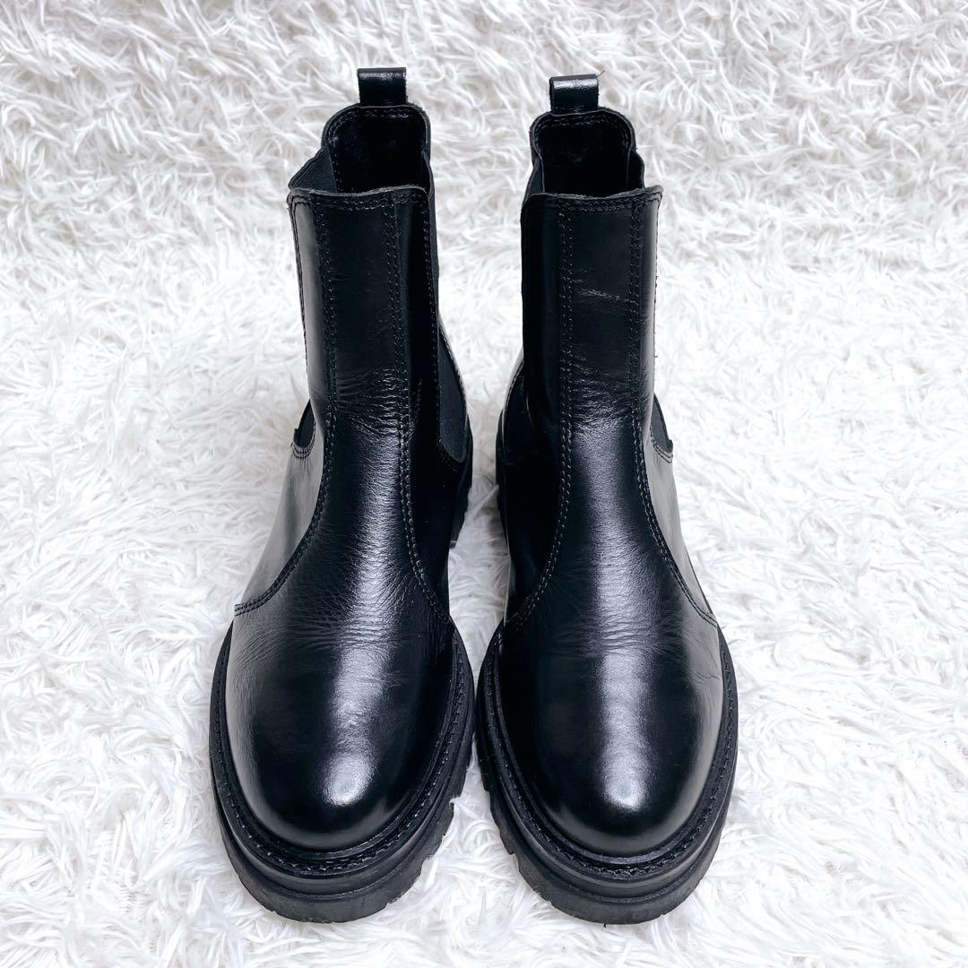 ENESS エネス サイドゴアブーツ 38 ブラックトラックソール 厚底