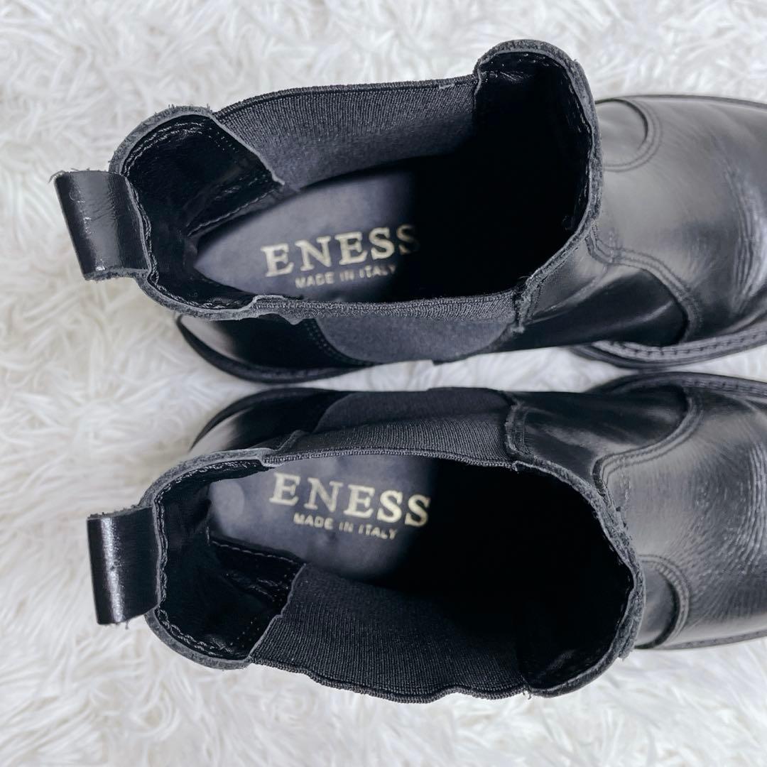 ENESS エネス サイドゴアブーツ 38 ブラックトラックソール 厚底