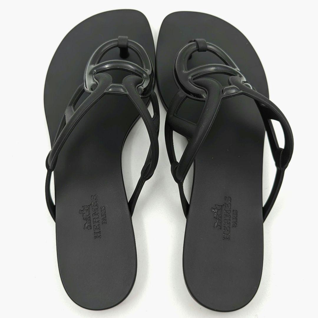 【美品】HERMES エルメス エジェリ ラバーサンダル ブラック 36