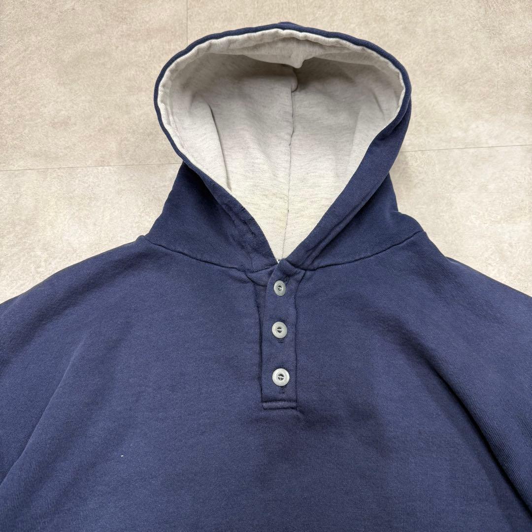 【希少・USA製】90s ラッセルアスレティック ヘンリーネックパーカー紺 XL