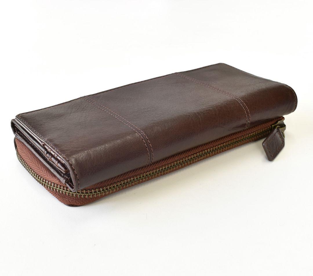 未使用 イタリアンレザー長財布 メンズ ブラウン系 コスタリベルタ 牛革 箱あり