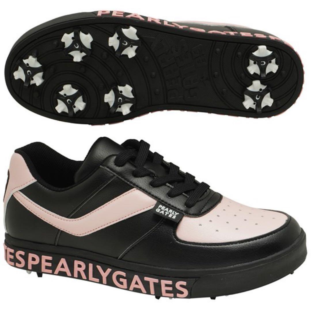 【新品】PEARLY GATES ピンク×ブラックネイビー シューズ 24.5