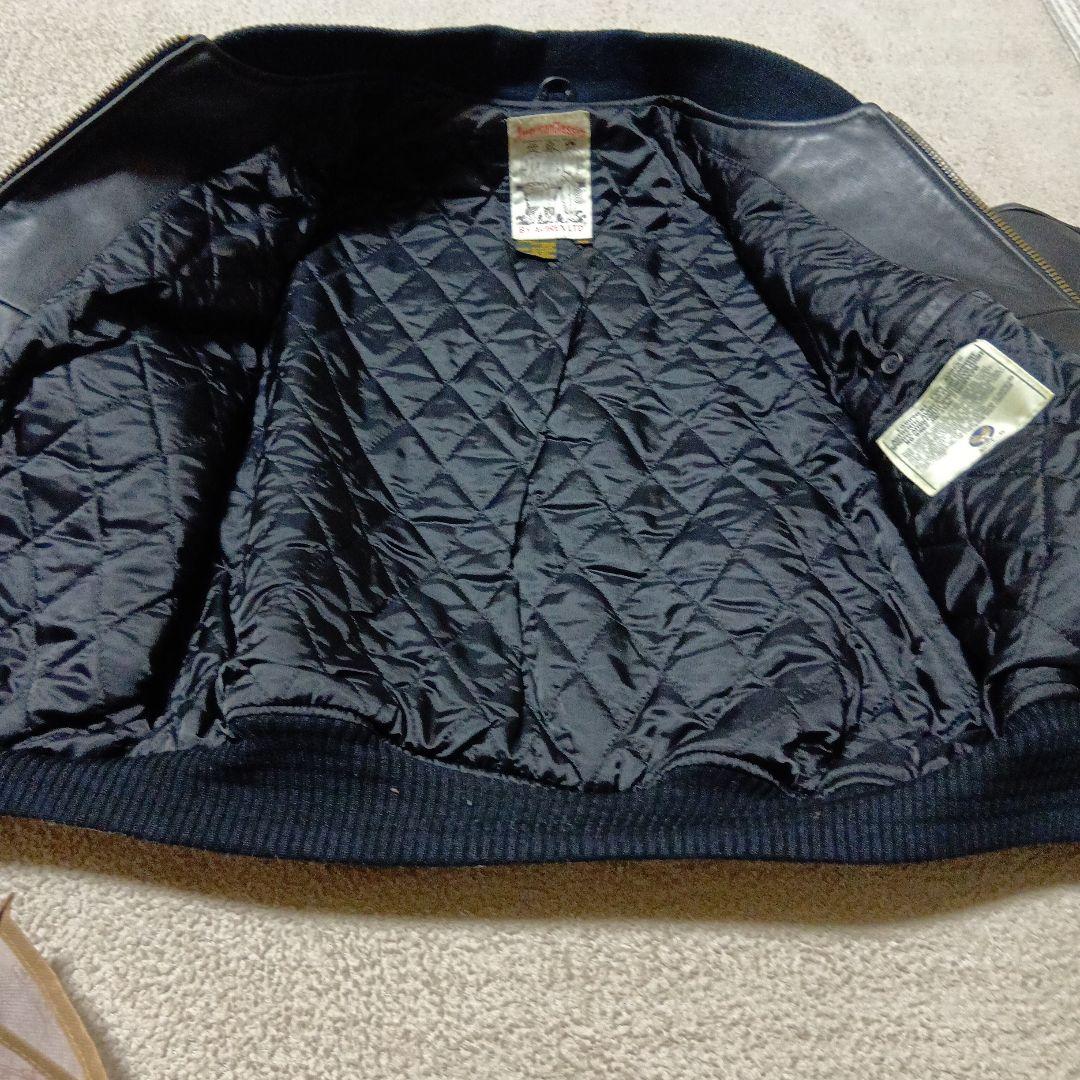 訳ありAVIREX 本革レザーバーシティジャケット XS ブラック