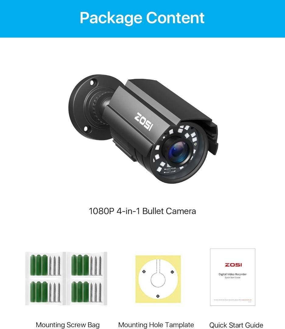 防犯カメラ 230万画素  24個赤外線 3.6MM広いレンズ IP67防水