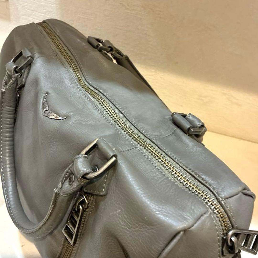【美品】ZADIG&VOLTAIRE レザー　ボストンバッグ　2way グレー