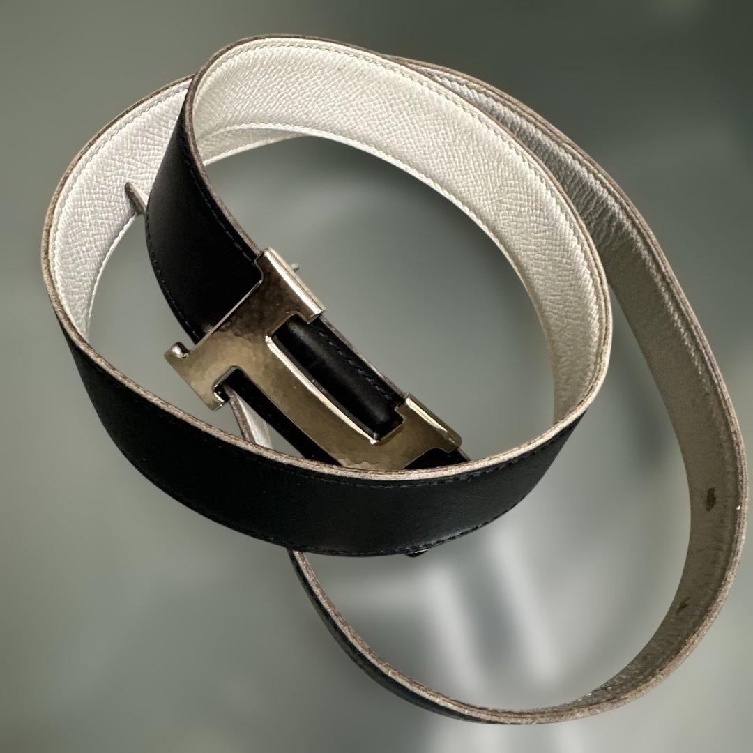 星*郎様 HERMES レザーベルト サイズ80 ホワイト/ブラック