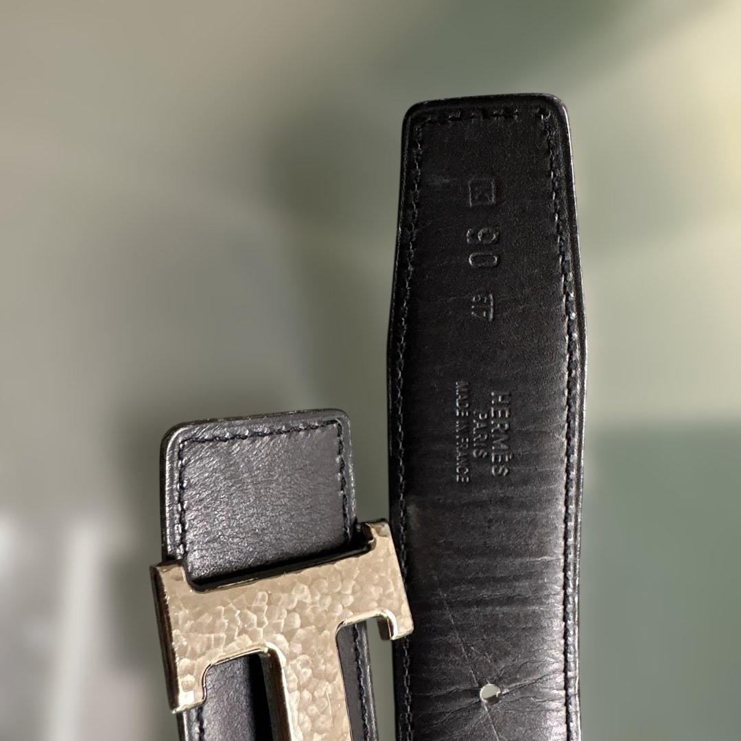 星*郎様 HERMES レザーベルト サイズ80 ホワイト/ブラック