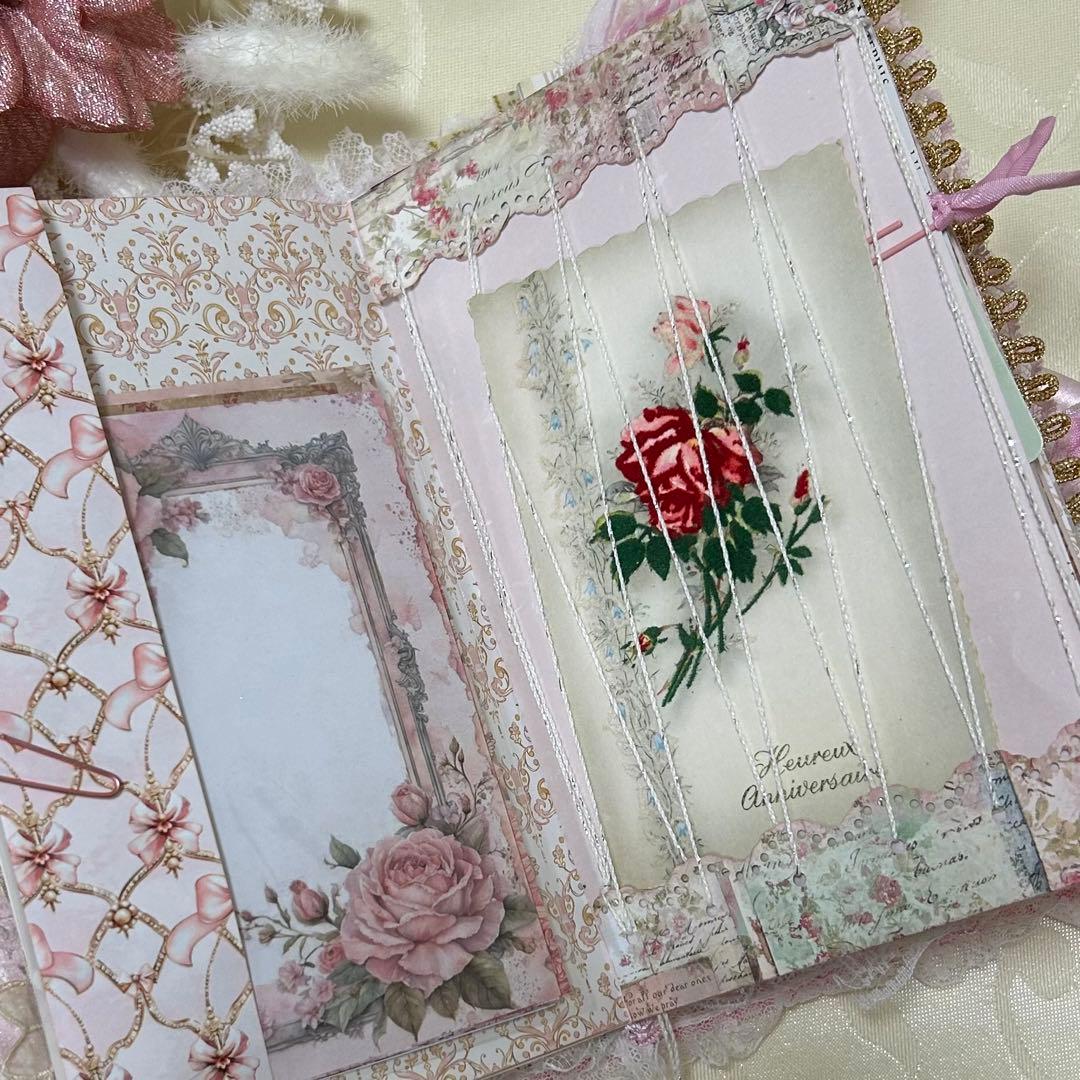 薔薇とレースのジャンクジャーナル・雑記帳　ピンクのMerry christmas