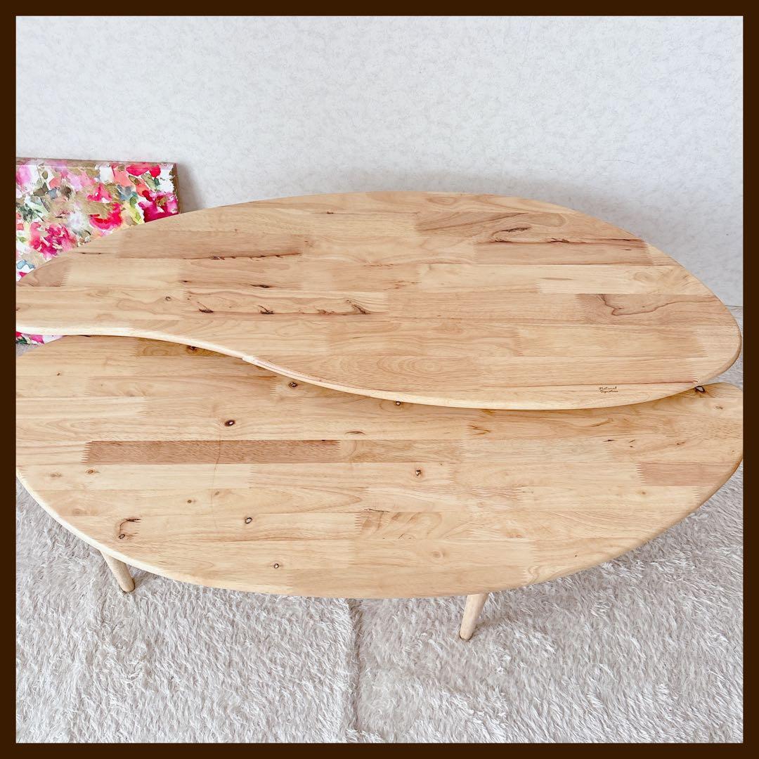 美品】天然木製 無垢材 センターテーブル 2台セット コーヒー ビーンズ