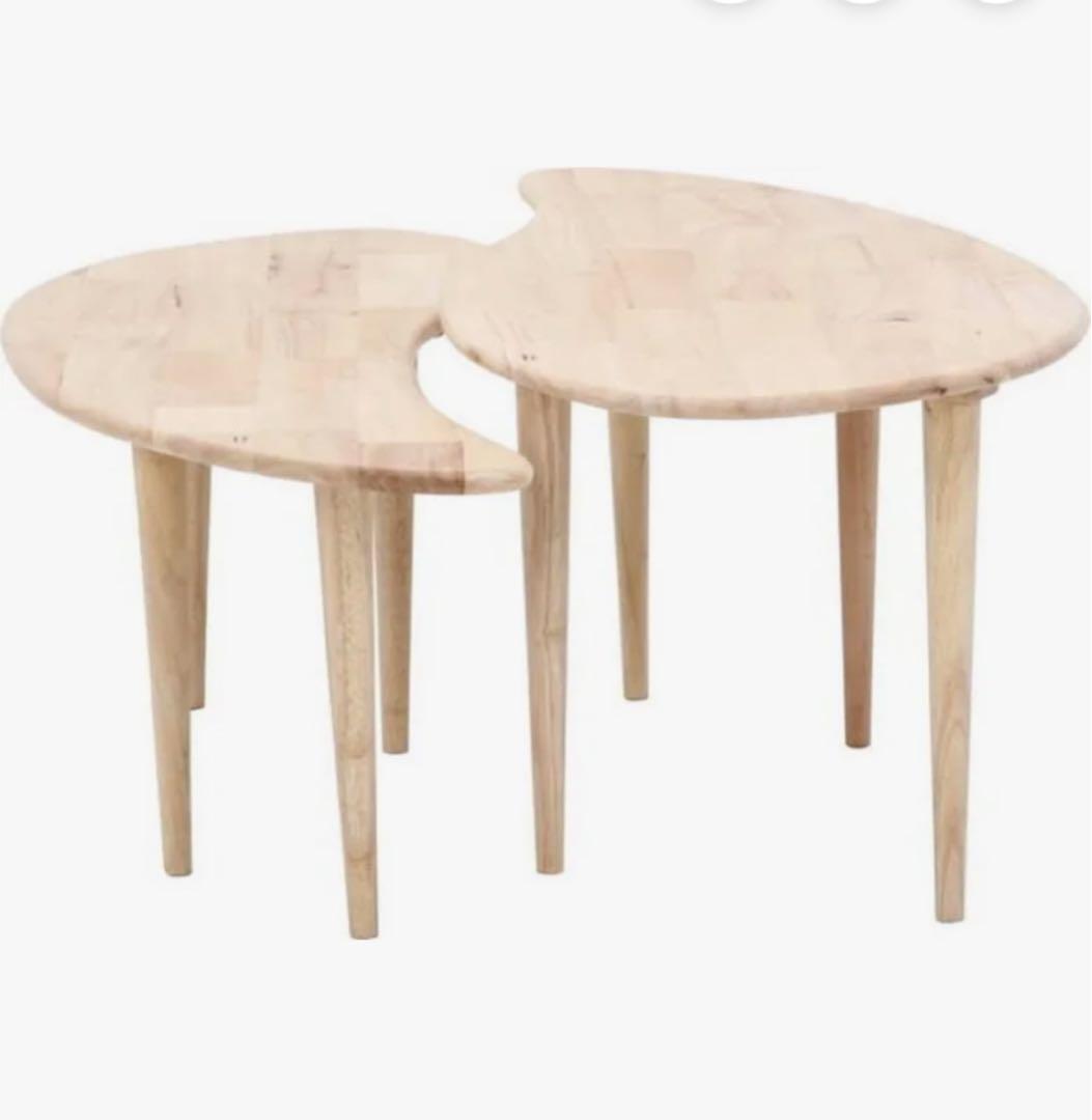 美品】天然木製 無垢材 センターテーブル 2台セット コーヒー ビーンズ