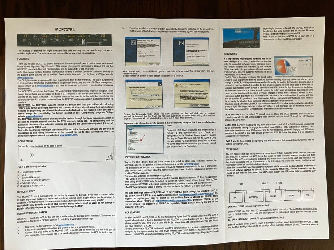 CP Flight MCP737EL（Boeing 737用MCPモジュール）
