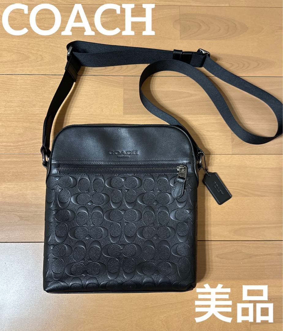 美品 COACH シグネチャー　ショルダーバッグ　フライト　ブラック コーチ