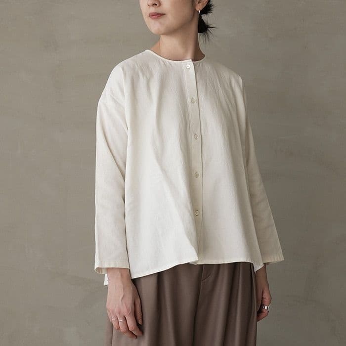 2025年 evam evaコットン　ウールノーカラーシャツ　24,200円