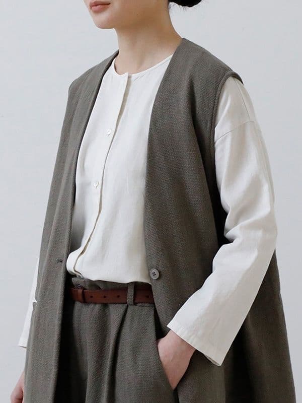 2025年 evam evaコットン　ウールノーカラーシャツ　24,200円